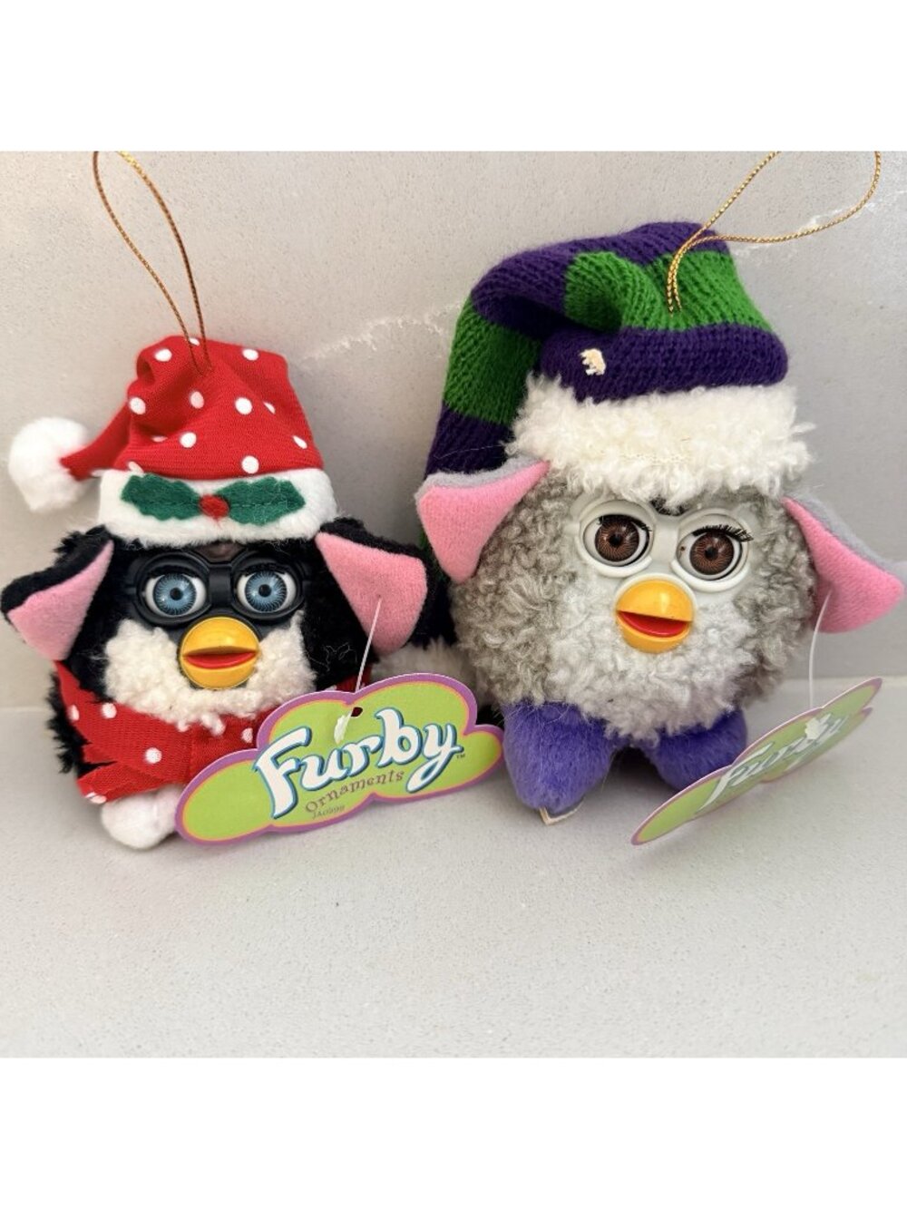 NWT Furby Lot Of 2 Christmas Tree Plush Ornaments  1999 Movable Eyes VINTAGE